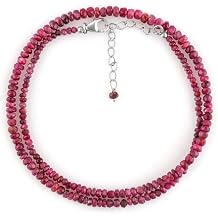 Natural Ruby Gemstone Choker Necklace, 925 Sterling Silver Jewelry, Handcrafted Bohemian Necklace, Chakra Healing Crystals, Gift For Women, Size 20 inches