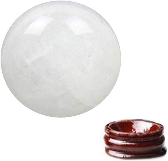 1.6" Natural Quartz Crystal Healing Ball - Wind Crystal Ball for Lucky Wealth Protect The House (White)