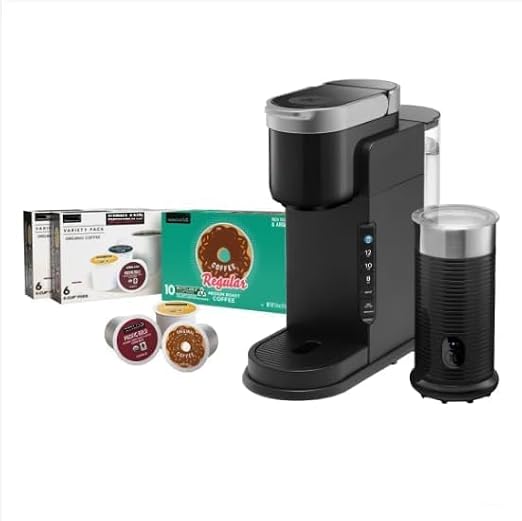Keurigkk Cafe Barista Bar Single Serve Coffee Maker & Milk Frother | Brews Lattes, Cappuccinos, Coffee | | Dishwasher Safe Parts | Energy Efficient | Matte Black