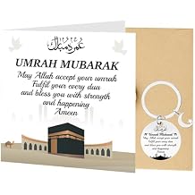 Umrah Gift Keychain Dua Cards - Mubarak Ramadan Eid Gifts Keychain Dua Card with Envelope Umrah Mubarak May Allah Accept Your Umrah for Eid Ramadan Party Muslim Islam Festival Celebration Supplies