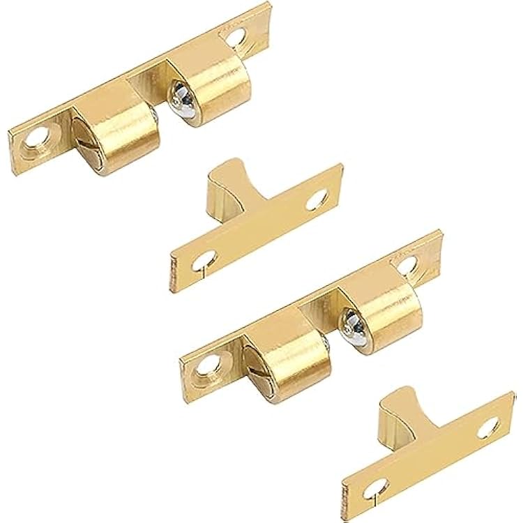 Magnetic Door Catch,Push Catch,Magnetic Catches Latches,2 Pack Closet Ball Tension Latch Golden Copper Closet Door Ball Catch Double Ball Roller Catchs with Screws,L Color : S Color  Color : S