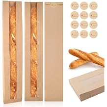 100 Pack Paper Baguette Bread Loaf Packing Bakery Storage Bags with Window for Homemade Bread