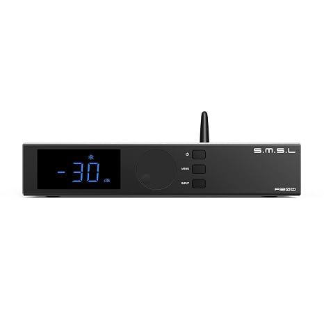 SMSL a300 Digital Power Amplifier BTL Mode Hi-Res Bluetooth 5.0 Remote Control 165 Wx2(4Ω)/85Wx2(8Ω) for Passive Speakers/Outdoor Active Bass Subwoofer (Black)