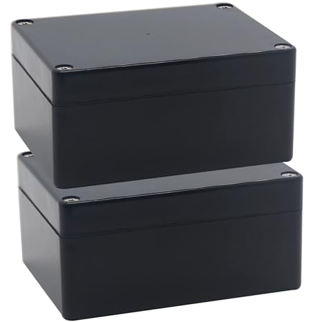 Watertight Junction Box, IP67 Waterproof Project Box Durable ABS Plastic Electronic Enclosure Case for DIY Electrical Project Black 4.53" x 3.54" x 2.17"(115 x 90 x 55 mm) 2Pcs