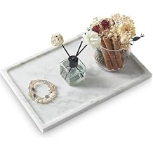 Real Luxurious Natural Marble Tray - 12x8 Inch Marble Vanity Tray for Perfume Display, Jewelry Organizer, Bathroom & Home Decor -Heavy Duty Non-Slip Stone Tray (Non-Resin/Non-Ceramic)