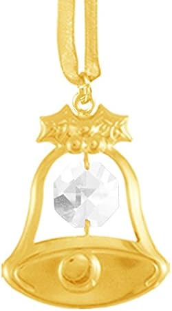 24K Gold Plated Bell Ornament with Clear Mascot Crystal Element