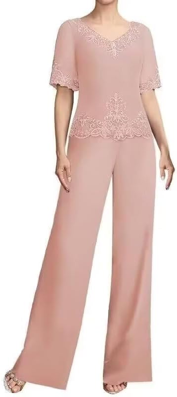2 Pieces Mother of The Bride Pant Suits for Women Formal Outfit Lace Wedding Guest Dresses