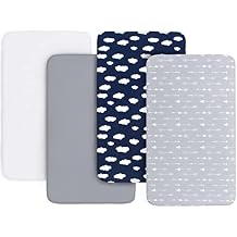 Crib Sheets for Boys and Girls Fitted 4 Pack - Breathable, Soft Microfiber Baby Sheets in Grey, Navy and White