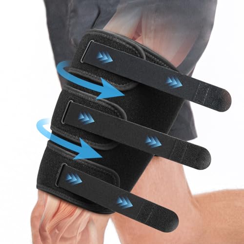 Hamstring Compression Sleeve with 3 Adjustable Straps Thigh Compression Sleeve for Men & Women, Pulled Groin & Quad Compression Wrap, Tendinitis Relief, Sports Recovery XL Size, LeftRight Leg