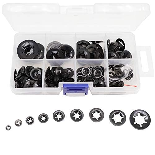 260pcs[9 Sizes] Black Starlock Internal Tooth Lock Washers Assortment Kit, M2 M2.5 M3 M4 M5 M6 M8 M10 M12