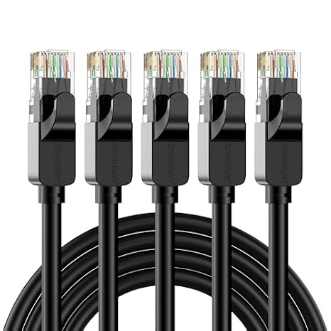 Cat6 LAN Cable Network Cable 2 m Set of 5 UTP 26AWG 500MHz with RJ45 Connectors - For Gaming E-Sports & Office Cat.6