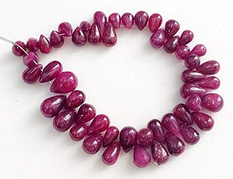 Ruby Plain Teardrop Beads, Ruby Necklace, Ruby Jewelry, Ruby Beads, Genuine Ruby Necklace, 7-11mm, 20 Pcs