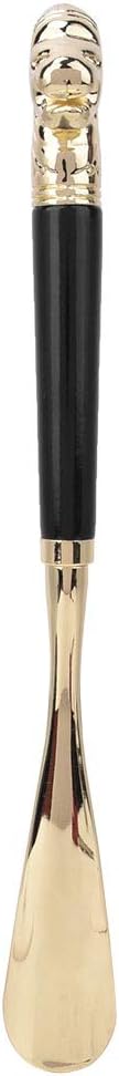 Shoe Horn, Long Handled Metal Lion Head Shoe Lifter with Non-Slip Handle, Beech Wood and Brass, 49cm for Men and Women