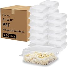 Karat Clamshell Take Out Food Containers [8"x8" - 250 ct] Durable, Stackable, Crack-Resistant To Go Boxes | Clear
