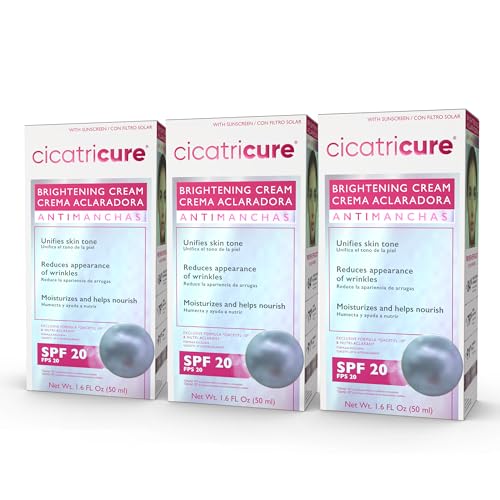 Cicatricure Brightening Facial Moisturizer, 3-in-1 Face Cream with Anti-Wrinkle Q Acetyl 10 & Nutri-Aclarant, SPF 20, Brighten & Even Skin Tone 1.6 fl oz Pack of 3