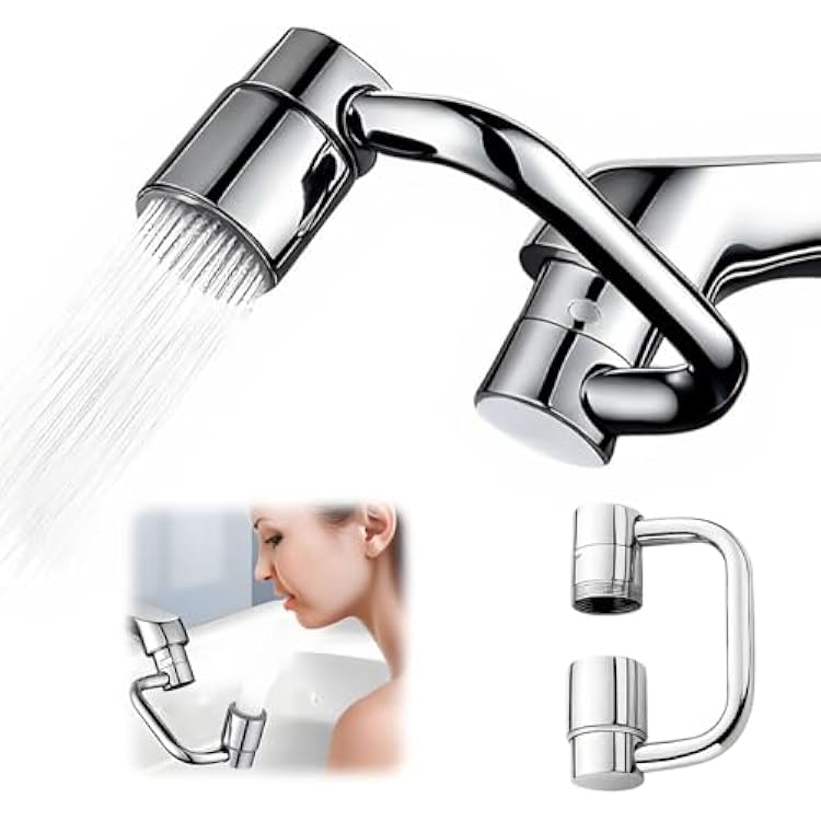 Rotatable Faucet Aerator Extension, 2026 New Universal Sink Faucet 1440 Rotatable Faucet Aerator Extension, U Shaped Faucet Extender, 360 Rotating Faucet Extender for Bathroom SinkKitchen 1 PCS