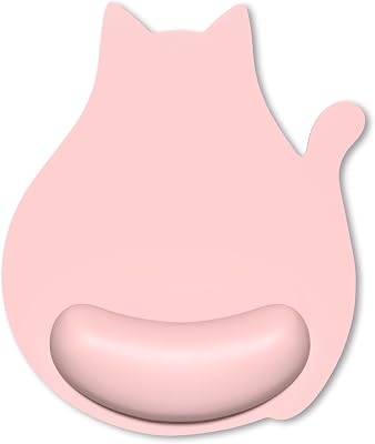 Ergonomic Mouse Pad with Wrist Rest, Cute Cat Memory Foam Padded Pain Relief Non-Slip Wrist Support Mouse Mat for Gaming Work Computer Laptop, Funny Office Supplies Desk Accessory, Pink