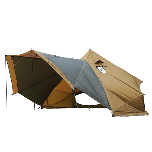 Preself 4 Season Tipi Tent, Hot Tent with Canopy, Standing Room, Teepee Tent for Hunting Family Team Camping Hiking
