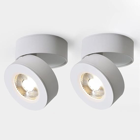 Spotlight，Led Ceiling Spotlight Adjustable Surface Mounted Accent Spot Lighting Indoor Wall Swivel Lamp, Aluminum Housing Directional Spotlights 7W Living Room Mini Ceiling Lamps/White-400
