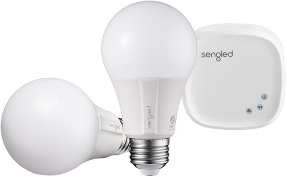 Sengled Element Classic Smart E27 Base, Dimmable LED Light Soft White 2700K 60W Equivalent, Starter Kit (2 A60 Bulbs + hub), Works with Alexa and Google Assistant [Energy Class A++]