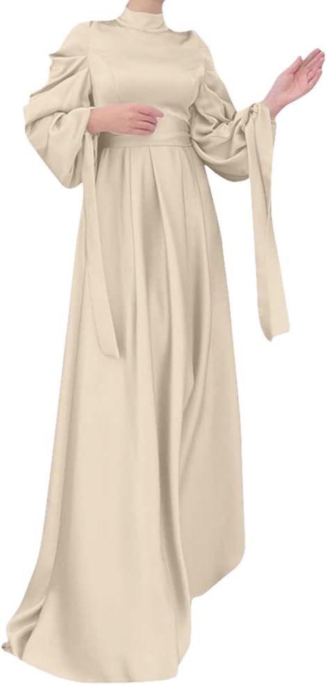 IBTOM CASTLE Women's Muslim Kaftan Abaya Prayer Dress Long Sleeve Maxi Hijab Islamic Eid Middle East Arabian Dubai Robe Gown