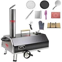 Black 12 Outdoor Pizza Oven Portable Wood Fired Pizza Oven Outdoor Cooking Pizza Maker Portable Pizza Oven for Authentic Stone Baked Pizzas
