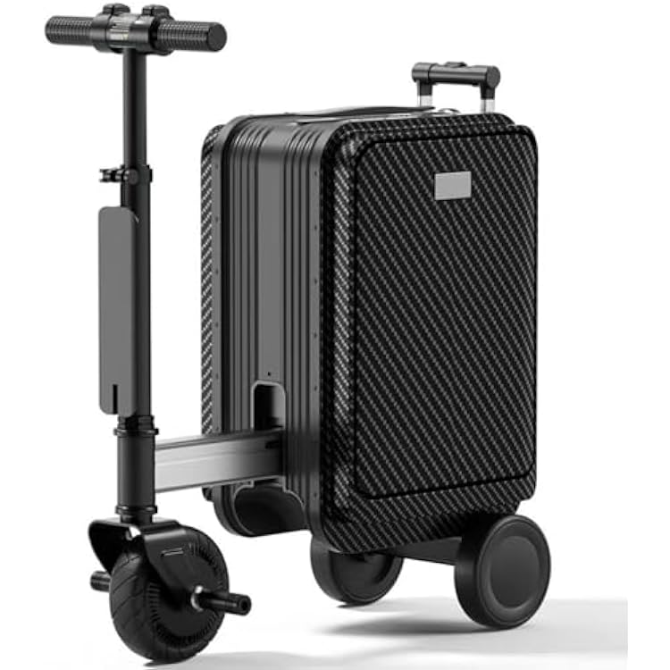 Rideable Smart Suitcase 20L Carry-On Electric Luggage Smart Riding Scooter Suitcase, Ride on Scooter Luggage for Adult, Waterproof and Lightweight, with USB Port,TSA Lock Black