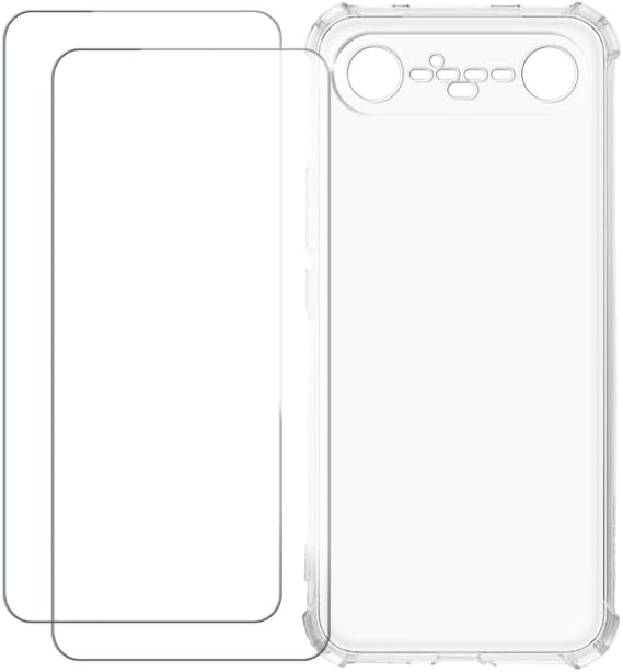 Screen Protector and Case for Tecno Spark Slim 4G - Clear | 6.78" 2-in-1 Bundle Printed TPU Cover + 2-Pack Tempered Glass Film, Shockproof Protective Kit