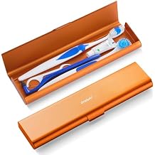 Wider Aluminum Toothbrush Travel Case, Portable Travel Toothbrush Holder, Durable Manual Toothbrush Box Container for Traveling, Bathroom, Camping, Business Trip, Orange
