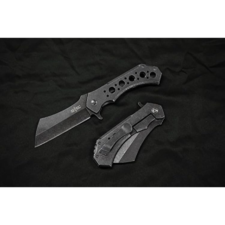 S-TEC 12-inch Rugged Chef Field Tactical Folding Cleaver Stonewashed