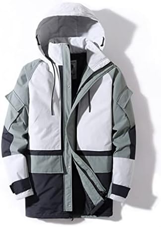 Winter Long Down Jacket Men Coat Hooded Patchwork Windproof Outerwear White Duck Parkas