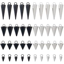 40Pcs 4 Sizes Cone Charms Stainless Steel Spike Pendants Punk Style Charms Metal Dangle Pendants for Jewelry Making Bracelet Necklace Earrings Keychain DIY Accessories