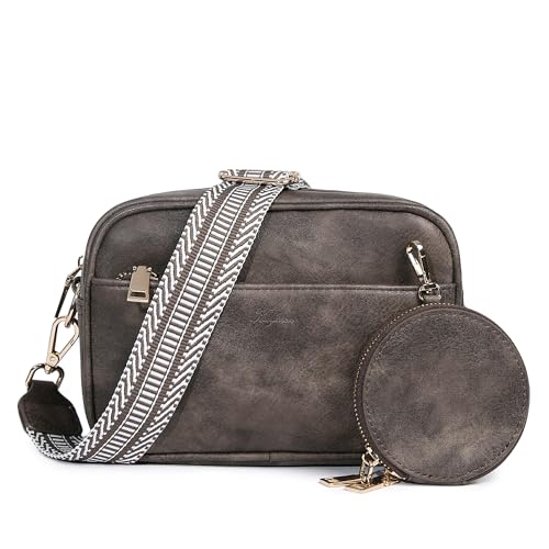 Kseymeir Small Shoulder Crossbody Bag for Women Vegan Leather Handbag Purse Triple Zip Wallet Purse Trendy Bag