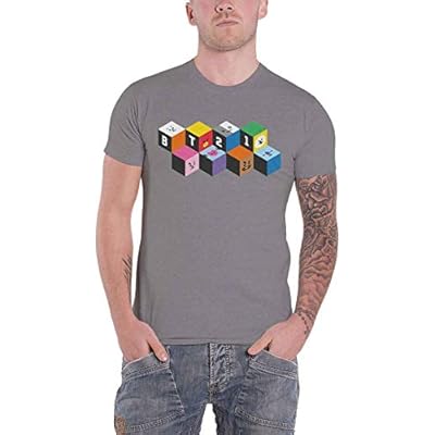 Official Bt21 T Shirt Bts Blocks K-Pop Koya Shooky Chimmy Official Unisex Grey Size M