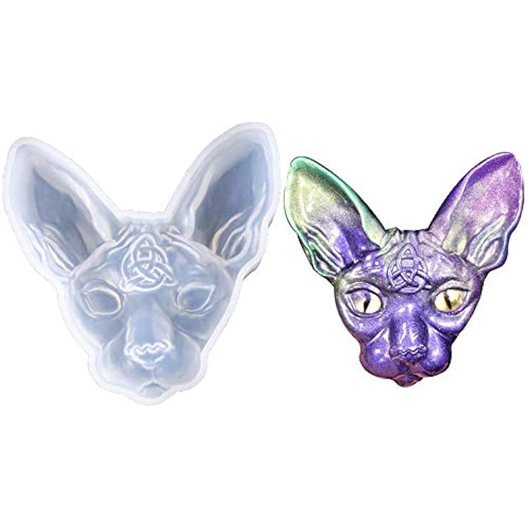 Sphynx Cat Head Silicone Resin Mold, Canadian Hairless Cat Beerus Devil DIY Hand Craft Epoxy Resin Molds for Making DIY Jewelry Necklace Pendant Keychain Handmade Crafts