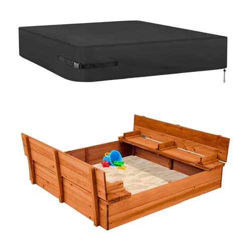 Kasla Sandbox Cover, Sandbox Cover Waterproof, Outdoor Toddlers Large Sand Box Covers for Sand Protection Black, 50 L40 W8 H