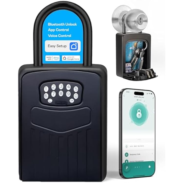 Kingsley Smart Wall Mount Key Lock Box with Bluetooth Keyless Entry, Extra Large for Keys & Access Cards, Auto Lock, App Control, IP65 Waterproof, Secure Code, for Home, Office, Airbnb Extra Large