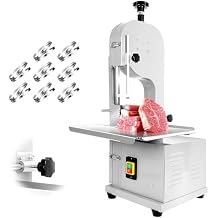 Vohala Commercial Bandsaw, 2500W Electric Meat Saw, Bone Cutter with 8 Blades, Meat Slicer with 0.04-7.8 Inch Cutting Thickness for Pork, Lamb, Frozen Fish (Countertop Style 2500W)