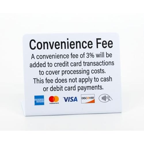 3pk Convenience Fee Credit Card Payment Signs, 3% Fee, Countertop Style, Business Payment Signs, Credit Card Logog and Contactless Icon