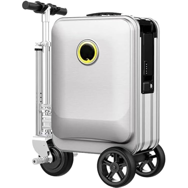 Rideable Smart Suitcase 20L Carry-On Electric Luggage Smart Riding Scooter Suitcase, Ride on Scooter Luggage for Adult, Waterproof and Lightweight,with USB Port,TSA Lock Silver