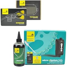 Scottoiler Essentials Micro xSystem 3.0+ Electronic Automatic Motorcycle Chain Lubrication System with Bluetooth App Control Including Biodegradable Green Scottoil, Scorpion Dual Injector & Traveller