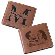 Custom Wallet for Men - Personalized Photo & Name Engraved Wallet, Customized Gifts for Dad, Husband, Boyfriend for Christmas, Birthday & Anniversary