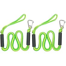 Bungee Dock Rope with Stainless Steel Clip for Mooring The Boat 4 Feet Green Pack of 2