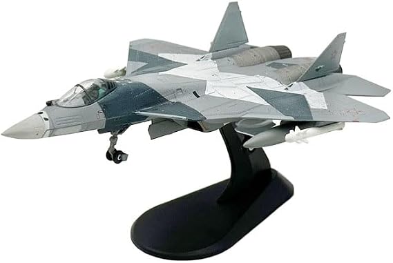 1/100 Su-57 Stealth Fighter Jet Model, Pre-Assembled Metal Diecast Military Airplane, Highly Simulation Aircraft Models for Collection or Gift.