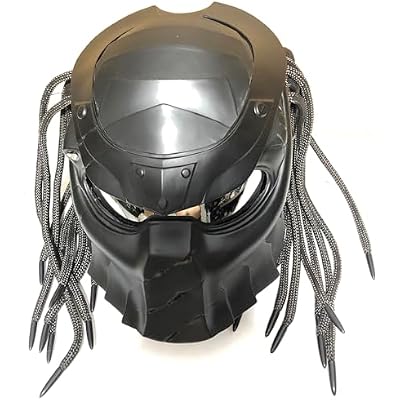Predator Motorcycle Helmet Full Face Motorcycle Helmet with Hair Braid and LED Light for Outdoor Riding DOT Certified