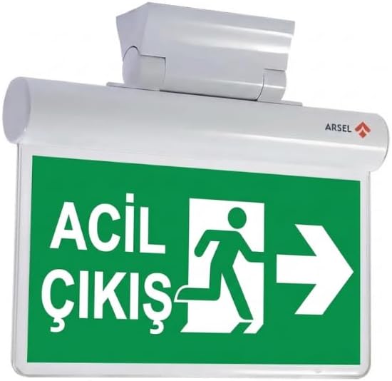 Arsel SFS30-3-L Acil Çıkış Yönlendirme Armatürü, Sürekli ve Kesintide 180 Dakika Yanan, 10xF LED, Sağ-Sol Ok, Acil Çıkış Yazılı, Koşan Adam Piktogramlı [Enerji Sınıfı A]