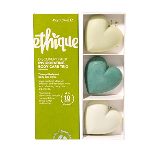Ethique Body Care Gift Set - Cleanser, Polish & Deodorant, Gifts for women - Plastic-Free, Vegan, Cruelty-Free, Eco-Friendly, 3 Travel Bars 1.59 oz Pack of 1