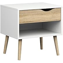Tvilum Diana 1 Drawer Nightstand, White/Oak Structure