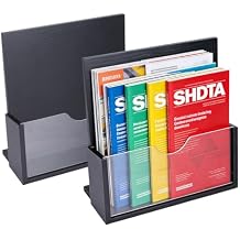 2 Pack Brochure Holder, 8.5x11 Wooden Sign Holder with Acrylic Divider, Literature Organizer Magazine Holder Flyer Display Stand, Countertop Organizer for Magazine, Pamphlet, Menu, Journals