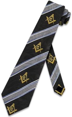 Steven Harris Masonic Tie for Men, Black, Striped, Classic, Freemason Necktie